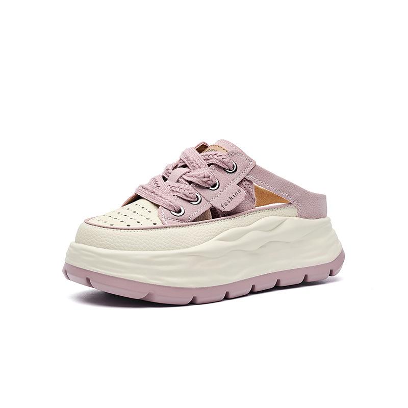 

Platform lazy shoes women s going out slippers 2025 summer new one-pedal sandals muffin hollow versatile casual shoes 40 розовый