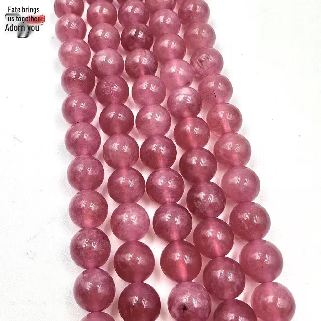 Natural Ice Strawberry Quartz Round Beads for DIY Crystal Bracelets - High-End Jewelry Accessories