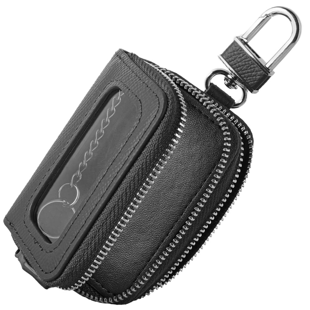 

MERCOLEDi Key Case for Men and Smart Key Holds 2 Genuine with Black Women, Compatible, Keys, Leather, Clear, Window, чорний