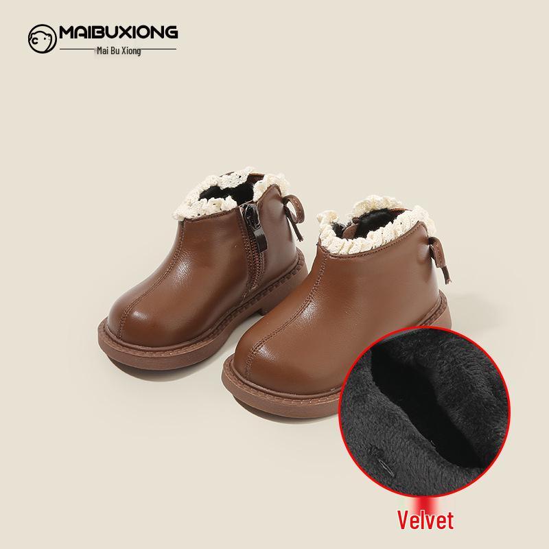 Autumn/Winter Infant & Girls' Leather and Cotton Boots, Korean Style