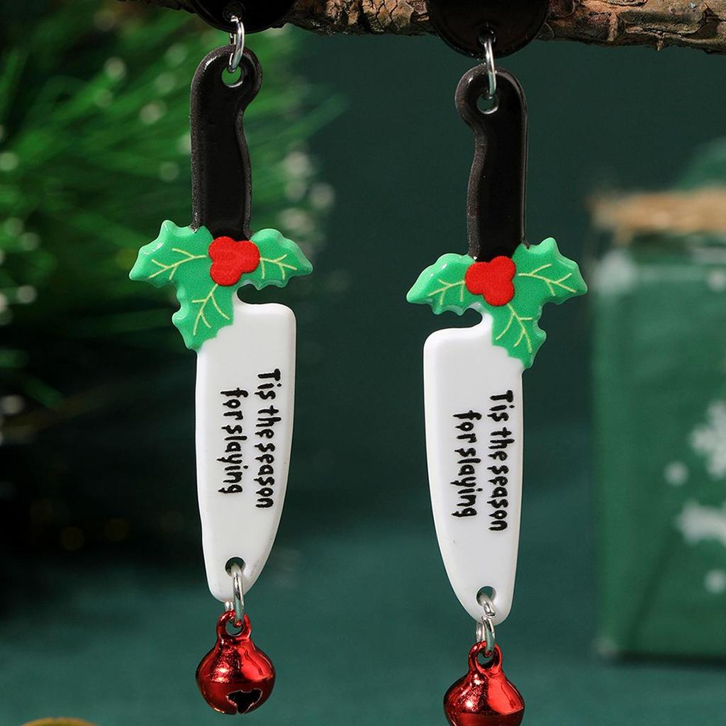 Christmas Reindeer & Snowflake Bell Acrylic Earrings for Women