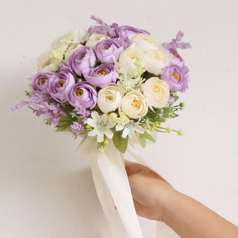 Korean Style Bridal Bouquet for Weddings - Artificial Flower Ball for Bridesmaids & Photo Props