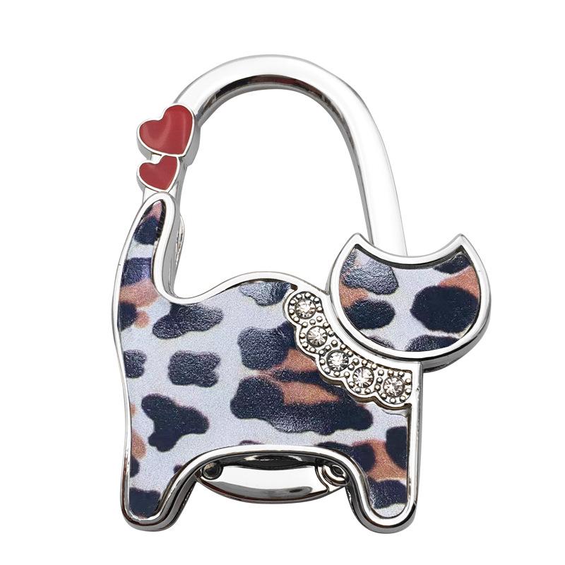 Two-heart Cat Bag Hook: Customizable Logo, Inner-Folding Table Edge Hook for Ladies