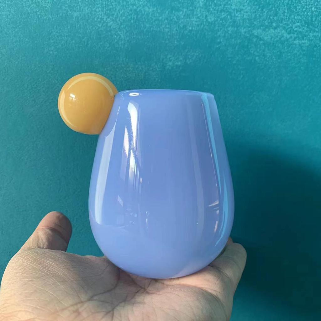 Cute Candy Colored Glass Cup, Creative Small Ball Milk Juice Cups, Women's Colorful Bubble Ball Cup, Heat-resistant Coffee Mug