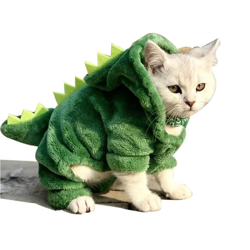 Haustier Katze Hund Halloween Hundekleidung für kleine Hunde Lustiges Dinosaurier Cosplay Kostüm Winter Warmer Katzenmantel Fleece Hoodies Pullover