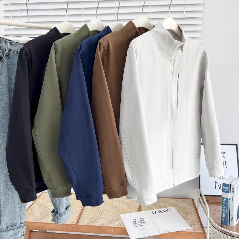 Export Original Lu Family New Arrival Italian Spring & Fall Stretch Zipped Stand Collar Jacket Outwear Fashion Casual Top Men and Women