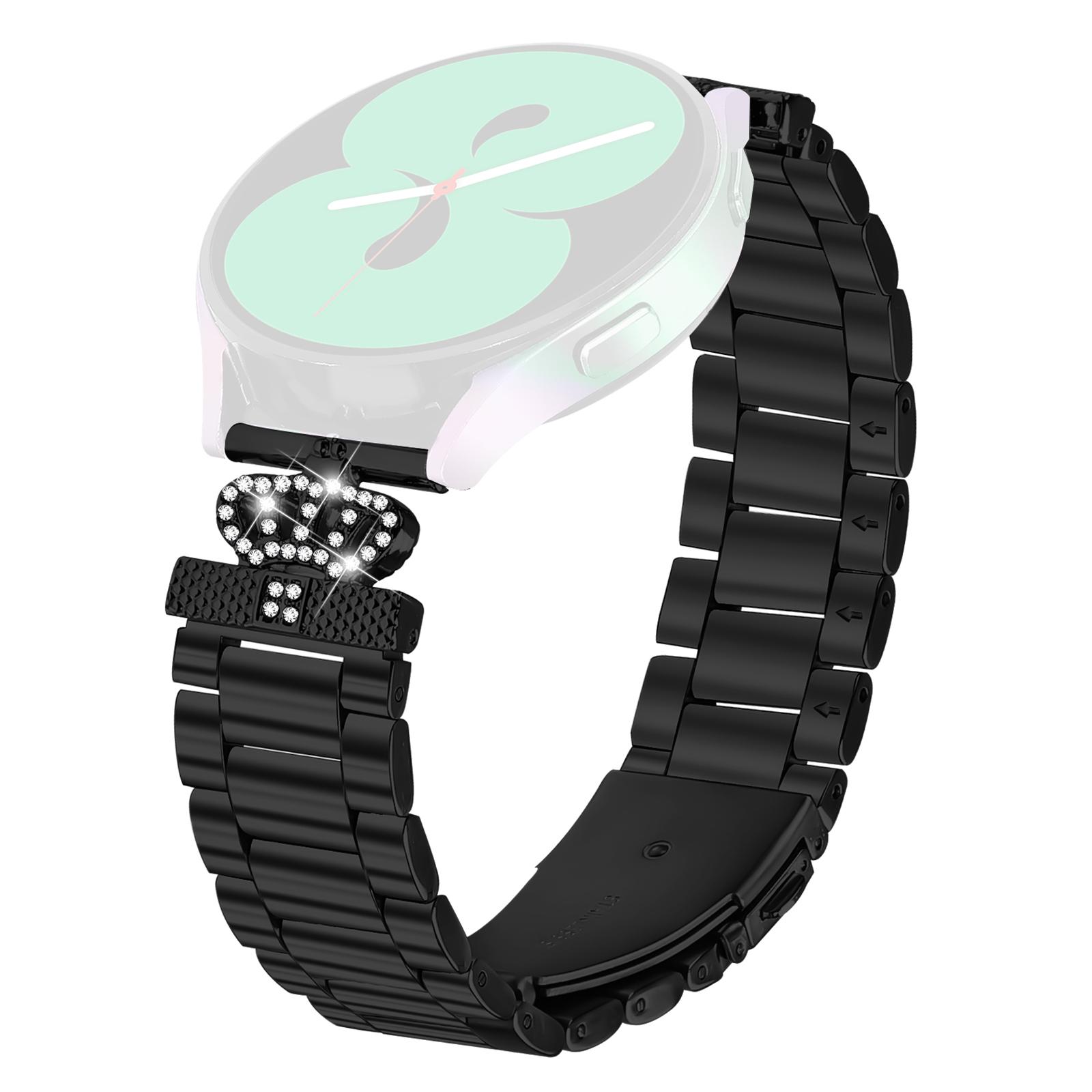 

Для Verizon Gizmo Watch 3 Ремінець з нержавіючої сталі Форма корони Декор стразами Ремінець для годинника Black