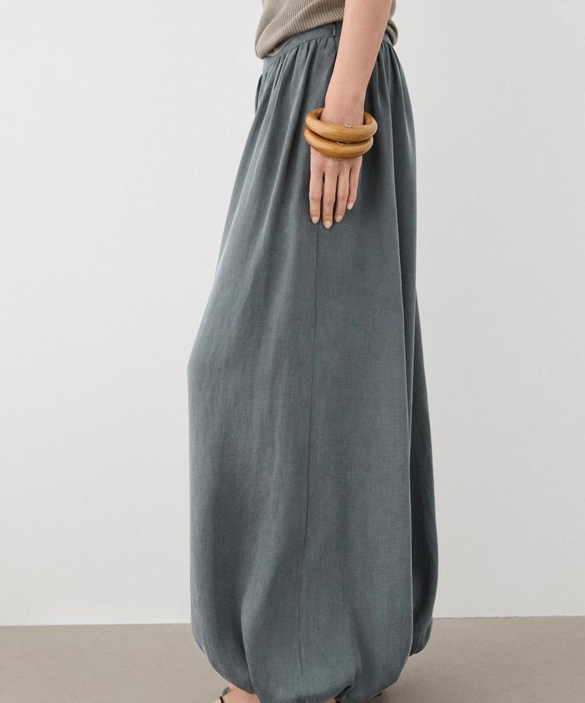 Masimodutti Linen Blend Pleated Balloon Pants