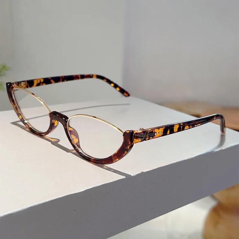 

Kammpt Vintage Cat Eye Glasses Women Fashion Semi Metal Rim Blue Light Blocking Optical Frames Trendy Brand Design Eyeglasses