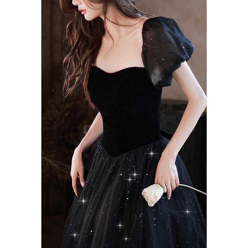 Black Evening Dress Dress 1011 New Light Luxury Niche Temperament Banquet Host Celebrity Dress Annual Meeting Dress