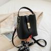 Yellow Portable Bucket Bag Girls Simple Solid Color Versatile Shoulder Bag Commuter Fashion Messenger Bag Small Bag