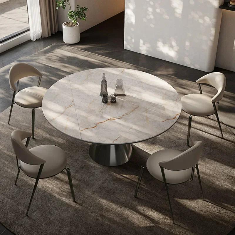 Runder Marmor-Esstisch Nordic Beauty Bequemer Wohnzimmer-Esstisch Minimalistisches Design  Jantar Küchenmöbel