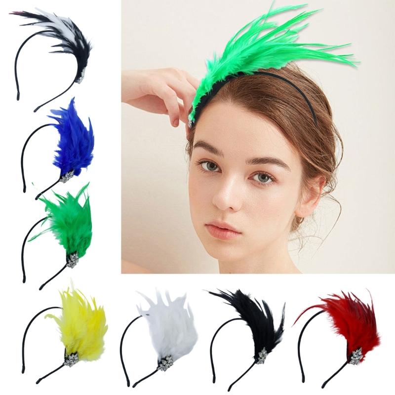 Cocktails Party Accessories Headband Cosplay Costume Flapper Women Music Festival Feathered Hairband Carnivals Headdress