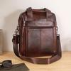 New men's handbag, 100% genuine leather shoulder crossbody bag vertical briefcase business trip messenger bag for 13.3-inch iPad