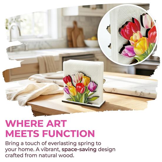 Flower Napkin Holder for Table Decor, Floral Paper Towel Holder, Freestanding Napkin Dispenser for Kitchen Dinner Restaurant Bar Decoration