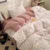 Ins Pink Flowers Bedding Set Flat Bed Sheet Duvet Cover Twin Full Queen Nordic Bed Linen Boy Girl Bedding Sets Floral Princess