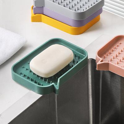Silikon Seifenablage Badezimmer Rutschfeste Seifenaufbewahrungsbox Dusche Seife trocken halten Schale mit Abfluss Schwammablage
