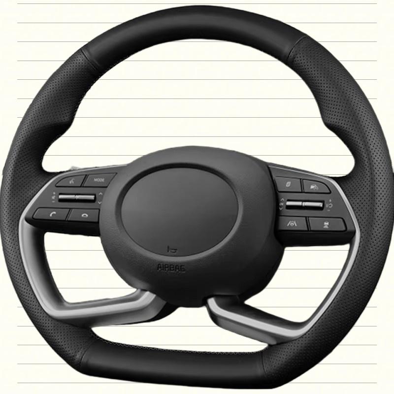 

Car Steering Wheel Cover Breathable Leather For Hyundai Sonata Dn8 10th Steering Wheel Braid Car Accessory Beige Thread