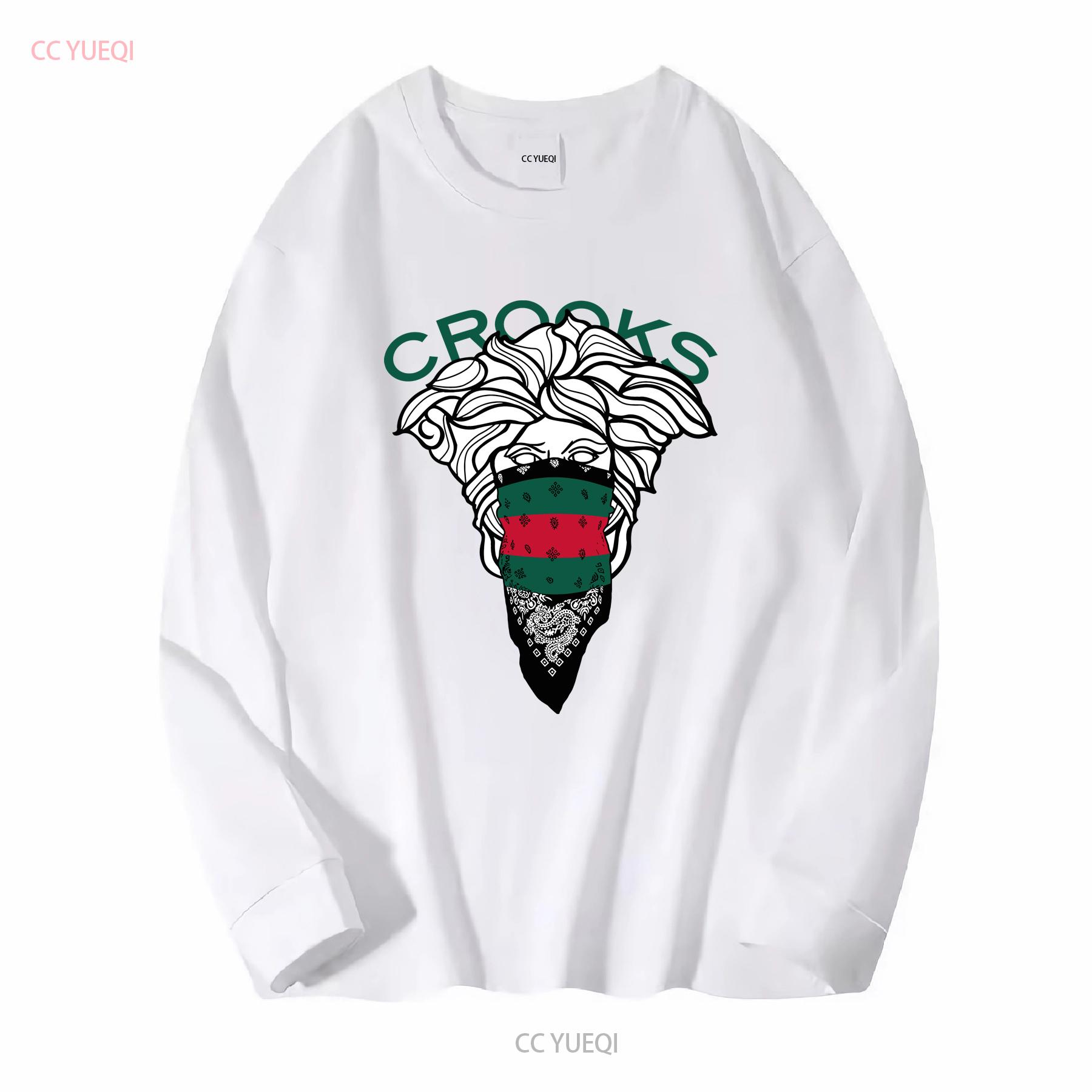 

Crooks Castles Old Bandito T shirt White vintage Washed Breathable Comfortable Casual graphic homme Stylish Versatile Unisex L