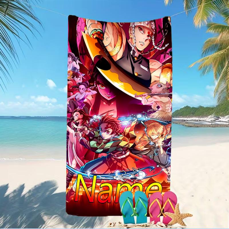 Customizable Personalized Beach Towels Demon Slayer Nezuko Themed designs.Suitable for the Beach, Yoga, Sports;ideal As Beach Accessories