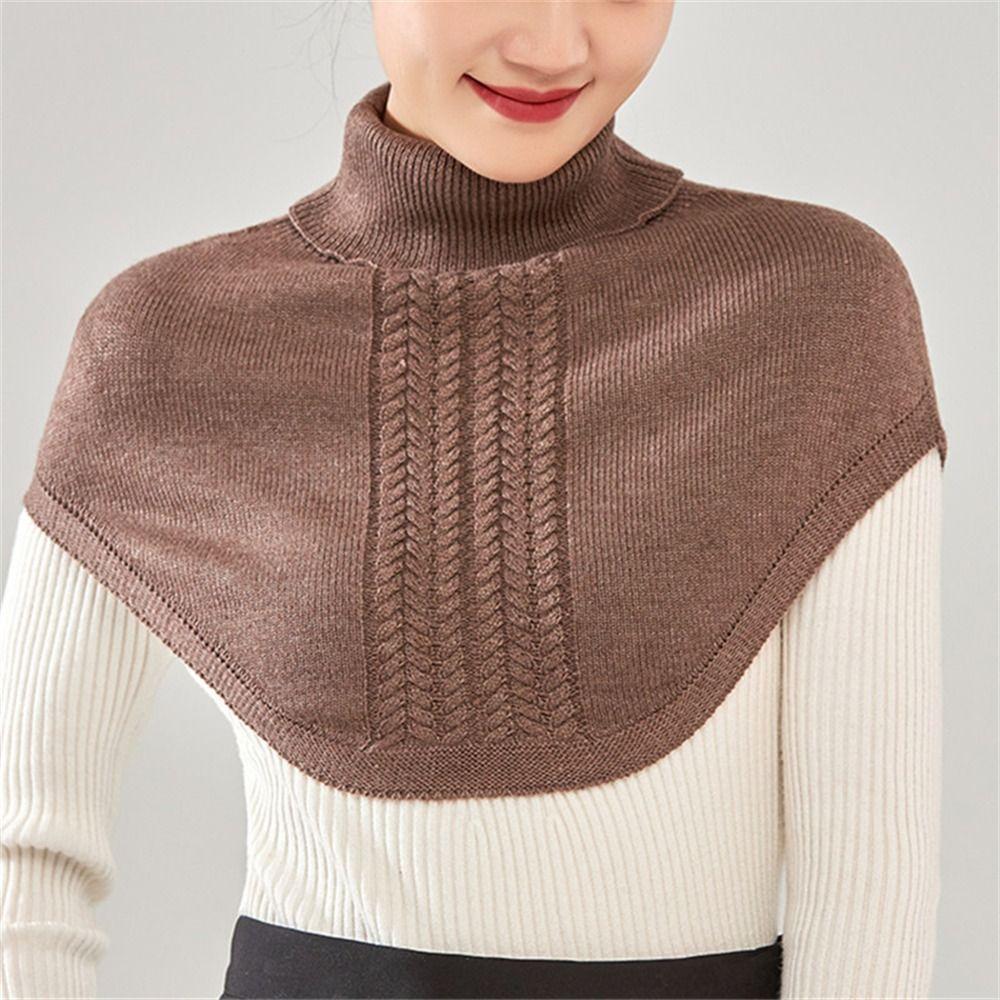 Winter Warm Fake Collar Soft Knitted Turtleneck Neckchief Daily Ring Scarf for Women Girls