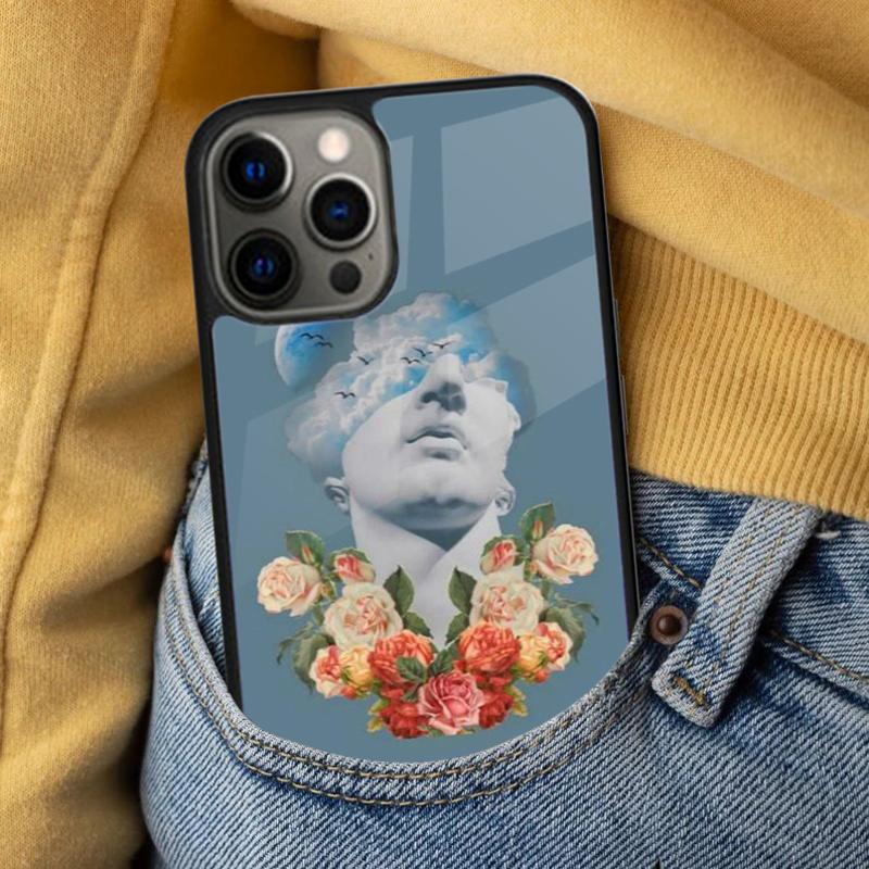 Vintage Funny Statue Soft Phone Case for iPhone 17 Air 16e Pro Max 15 Pro 13 14 Plus 11 12 MagSafe Magnetic Coque