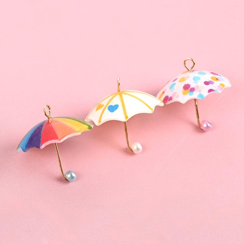 5Pcs Dollhouse Mini Simulation Small Umbrella Diy Earrings Necklace Charms Scrapbooking Embellishment Craft Decoration