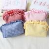 Gingham Plaid Ruffle Edge Makeup Bag Large Capacity Toiletry Bag Plaid Pattern Cosmetic Bag Travel