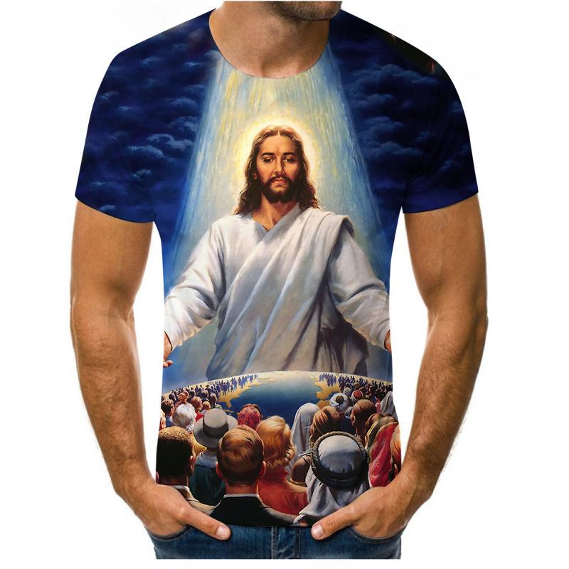 Round Neck 3D Character Pattern Print T-shirts Casual Short Sleeved Men's T-shirts - Soft Medium Stretch Polyester Fabric Summer Relaxed Fit Clothing