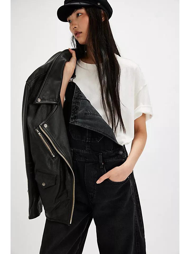 Vintage Street Style Washed Loose Fit Women's Denim Overalls for Autumn/Winter