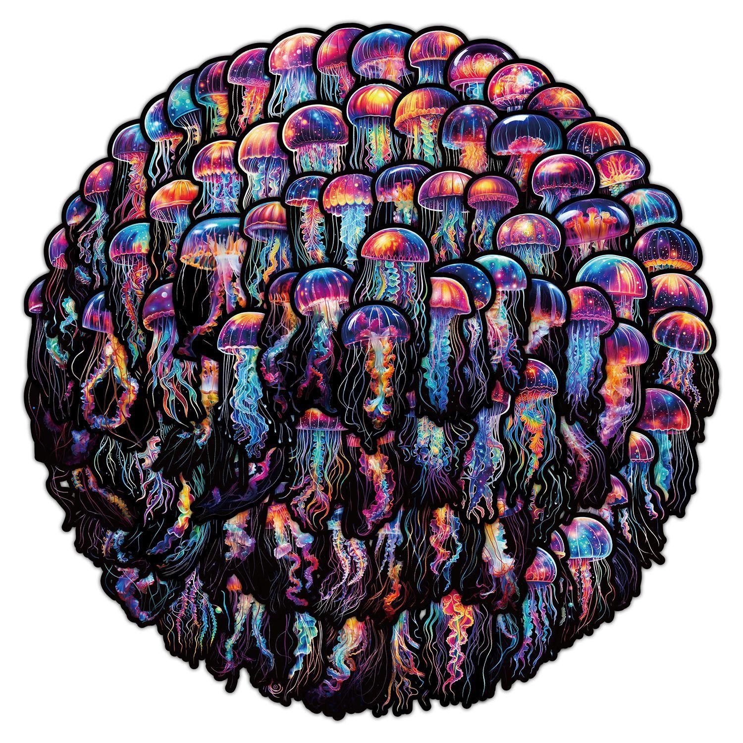 

100 Colorful Jellyfish Stickers Pack Mobile Phone Water Cup Suitcase Decoration Stickers Waterproof Creative Children s Stationery Stickers