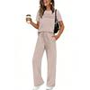 2026 New Spring-Summer Women's Casual Set: Short Sleeve Top & Wide Leg Long Pants