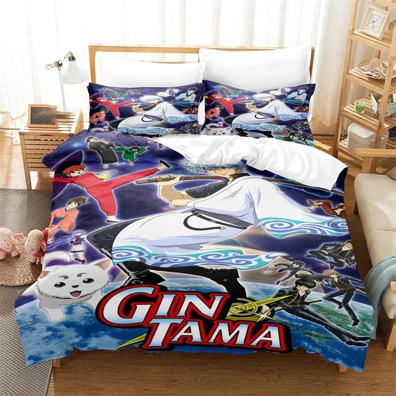 

3D Printed Gintama Bedding Set Anime Gintoki Sakata Duvet Cover Double Twin Full Queen King Adult Kids Bedclothes Quilt Cover Tool 135x200cm 2pcs
