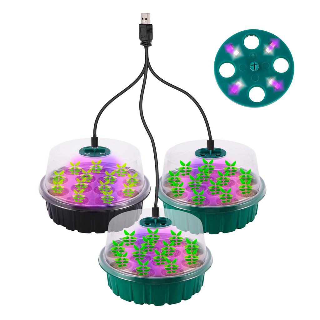 Tall Full Spectrum LED Grow Lights Seedling Tray Seed Starter Germination Box Greenhouse Indoor Garden Growing Pot 6/12/13 Cells