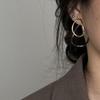 Silver needle cold wind new contrasting color oval earrings retro stud earrings elegant simple versatile earrings women