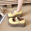 Platform Mary Jane Women's Shoes 2025 New Summer Fashion Single Shoes One-word Buckle with Muffin Sole Women's Shoes