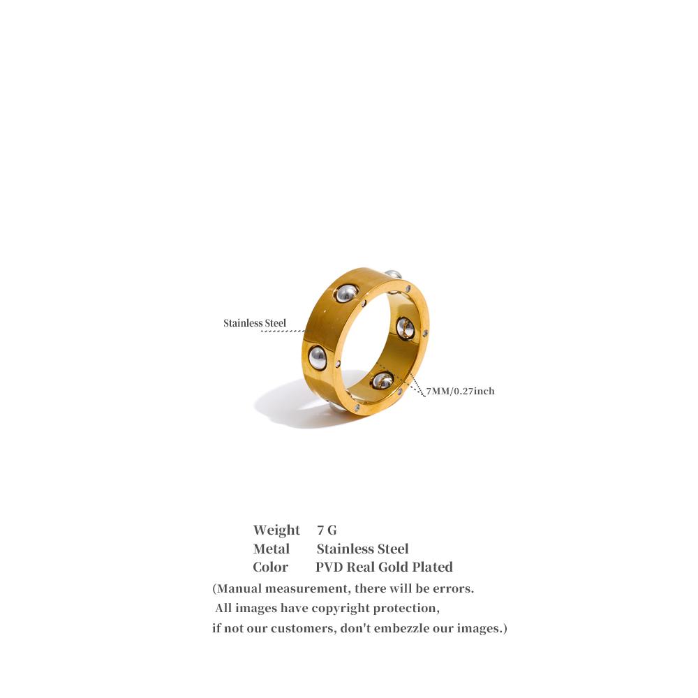 Eetit Fashion Stainless Steel Rollable Beads Golden Ring for Women 18K PVD Plated Texture Personalized Finger Jewelry New