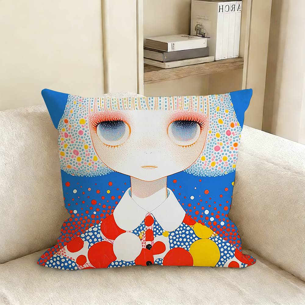 Y-Yayoi K-Kusama Artistic Style Various Sizes Square Pillow Case For Car Home Bedchamber Decor