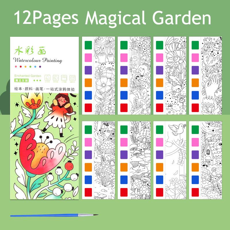 12/20 Premium-Quality Sheets First-Class Portable Superior-Grade Coloring Premium-Quality Book Superior-Grade Children High-Standard Watercolor
