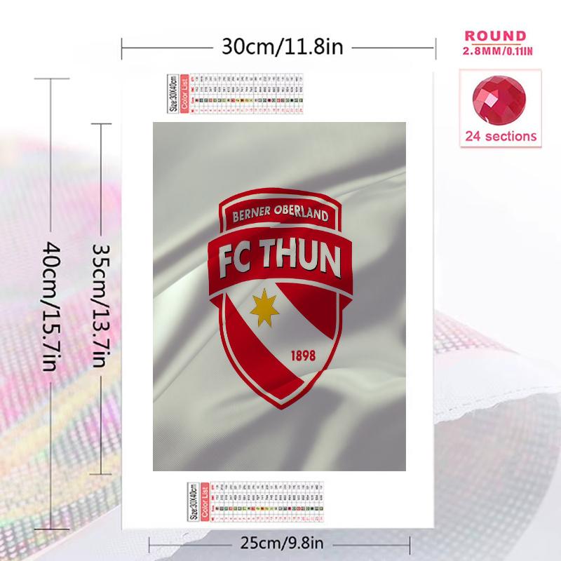 Fc Thun Logo 100% Round Full Drill 5D DIY Diamond Painting Embroidery Cross Stitch Rhinestone Decor