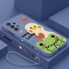 Duck With Sunglasses Cute Cartoon Phone Case For Samsung A73 A53 A33 A52 A32 A71 A51 A21S A50 A30 5G Liquid Left Rope Soft Cover
