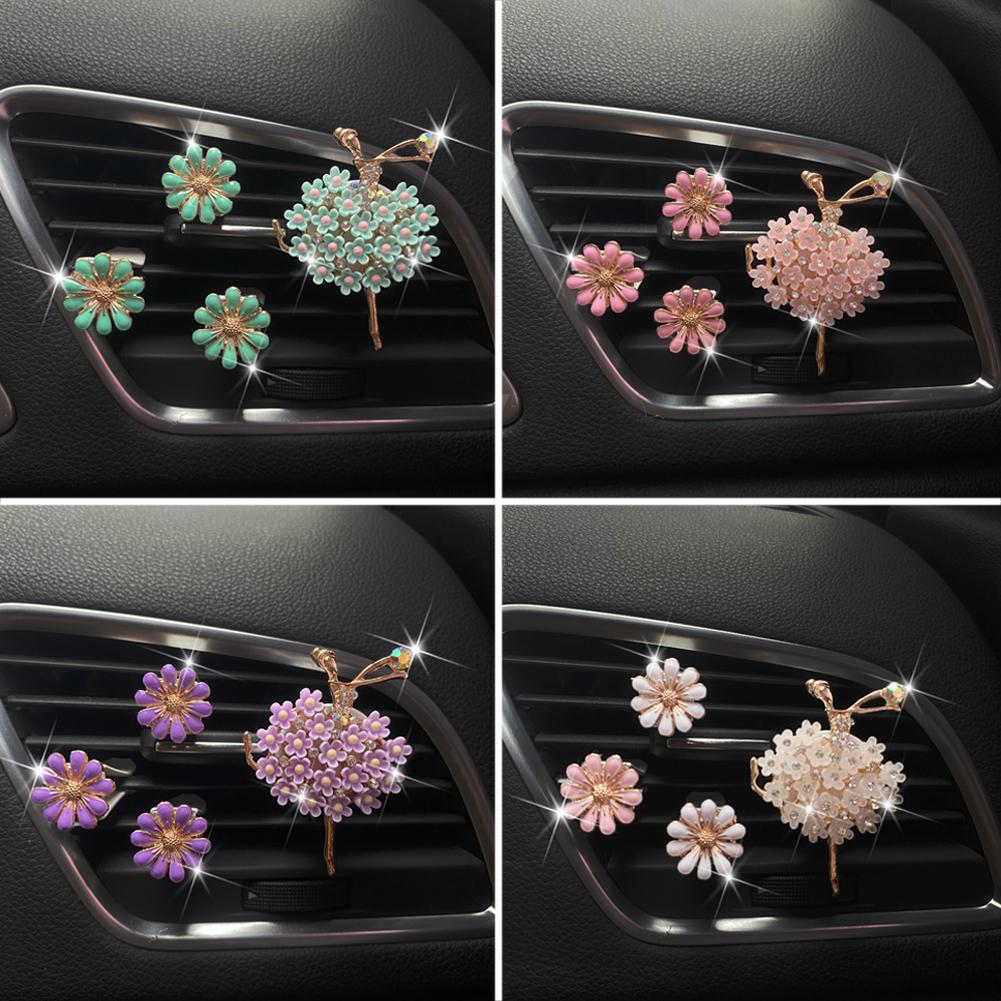 Tjej Bil Luftkonditioneringsventil Tusensköna Parfymklämma Utsökt Dekoration Söta Tillbehör Allt för Biltillbehör för Kvinnobilar