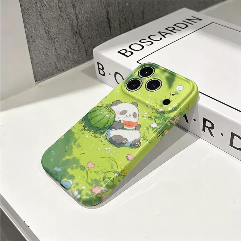 Refreshing Summer Panda Melon Graphic Art Film Aesthetic Protective Shockproof Bumper Phone Case Cover For iPhone 13 14 15 16 17 Pro Max Plus