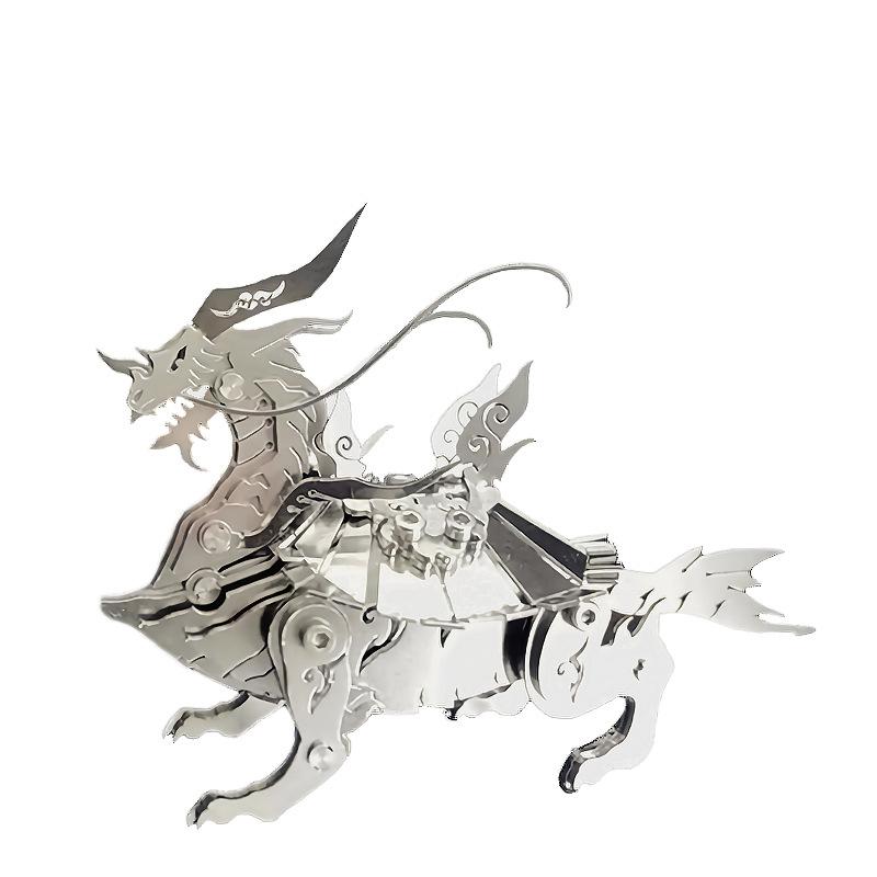DIY 3D Metal Stainless Steel Puzzle Assembled Model with Ancient Beast Toys Animal for Children and Adult Gift