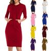 Damenmode Lässig Farbe Kängurutasche Kapuzenpullover Schlankes Pulloverkleid
