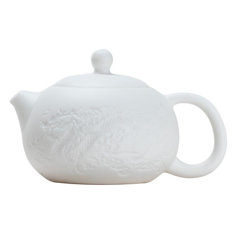 Embossed Closed Water Closed Water Xishi Pot Suet Jade Ceramic Large Capacity Single Pot Brewing Teapot Boutique Kung Fu Tea Set