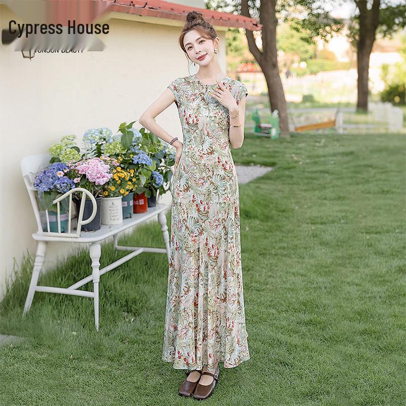 Women s Elegant Printed A-Line Midi Dress XL