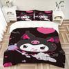 3pcs Cute Heart Kuromi Printed Quilt Set - Includes 1 Quilt Cover and 2 Pillowcases, Machine Washable - Suitable for All Seasons.S024