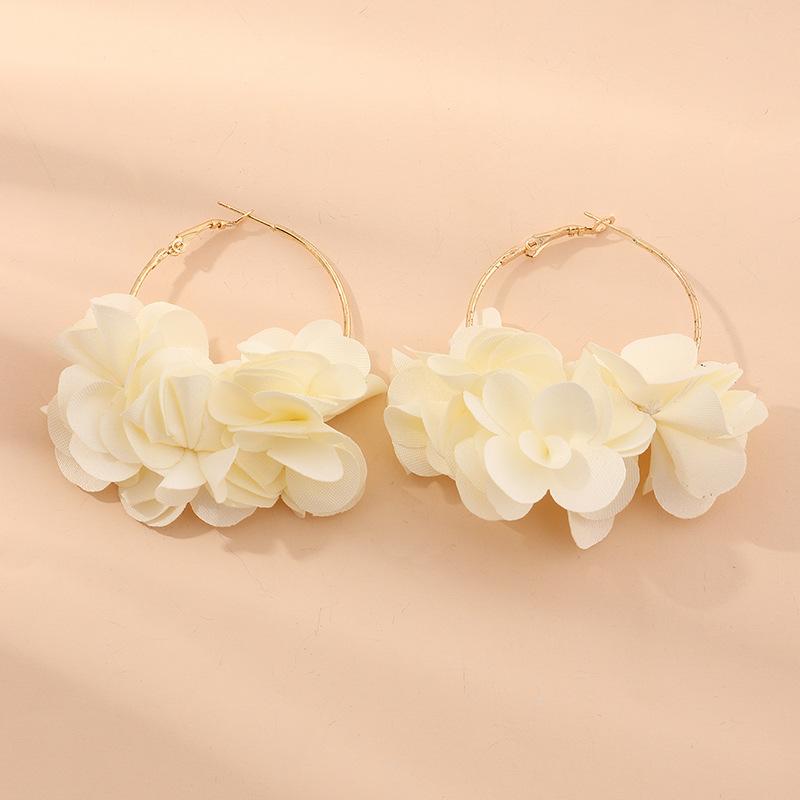 Fashion Flower Petal Hoop Earrings for Women Elegant Wedding Party Piercing Earring Zircon Brincos Y2K Accessories