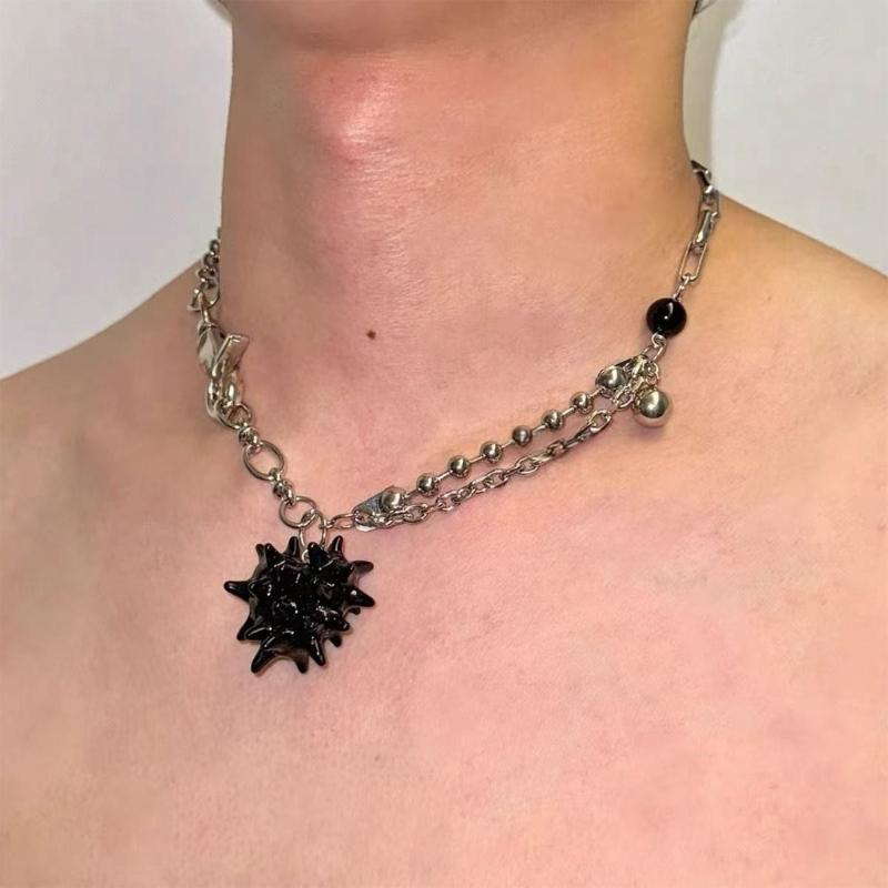 Romance Love Heart Necklace with Crystal Embellishments Sturdy Alloy Trendy Accessory for Stylish Women Ladies